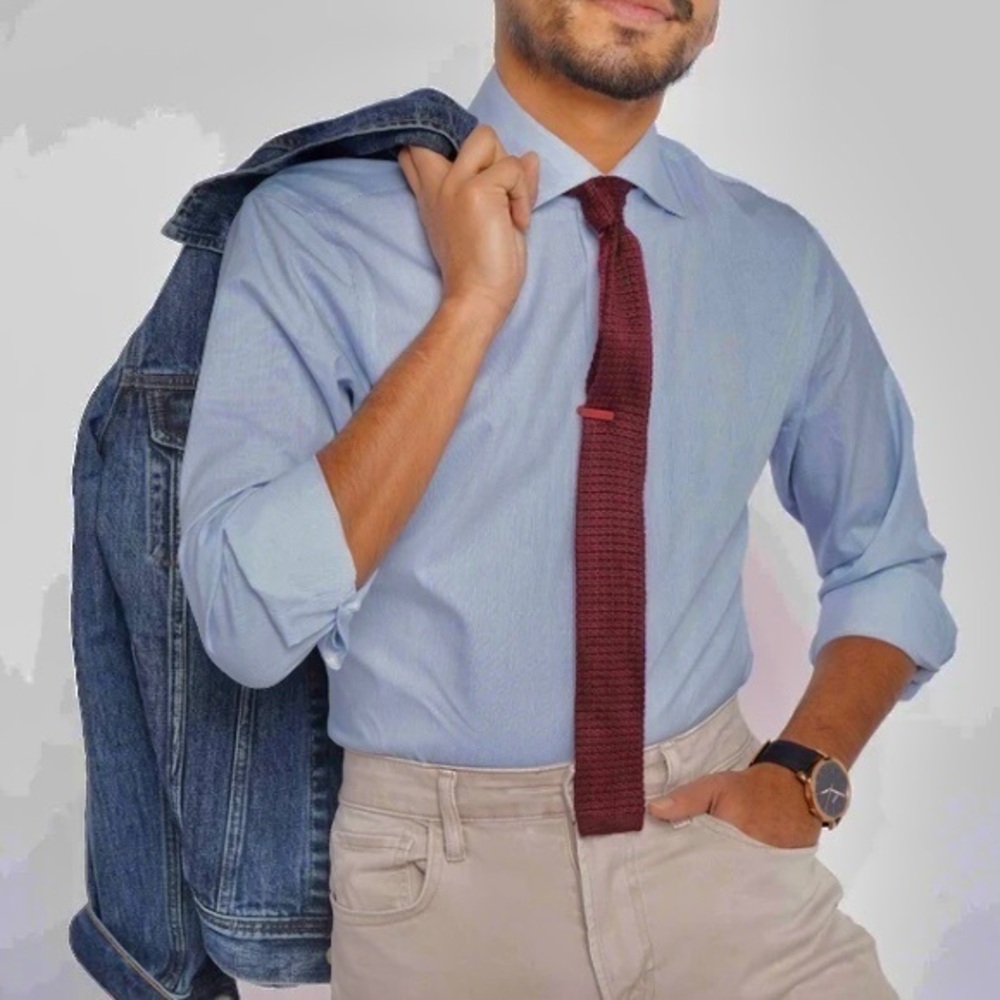 NWT Bernard Weatherill Blue Thin Stripe Shirt